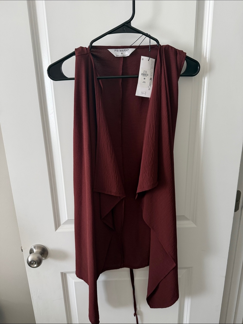 Primark Sleeveless Open-Front Draped Vest - Burgundy
